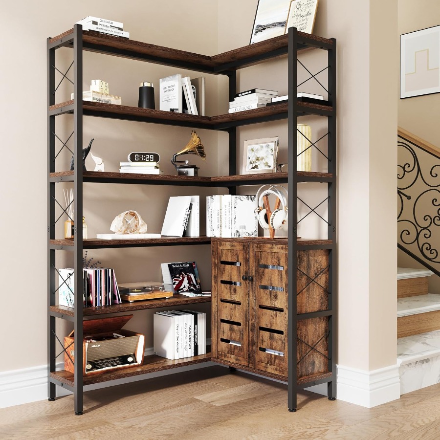 6-Shelf Corner Bookshelf for L - đánh giá và giá Storage