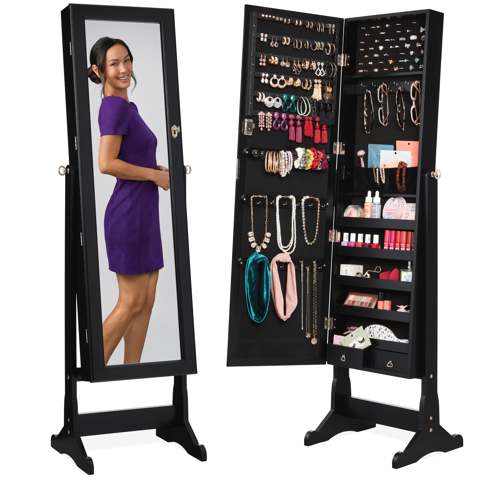 Freestanding Jewelry Armoire C - đánh giá và giá Full Length Mirror Jewelry Armoire