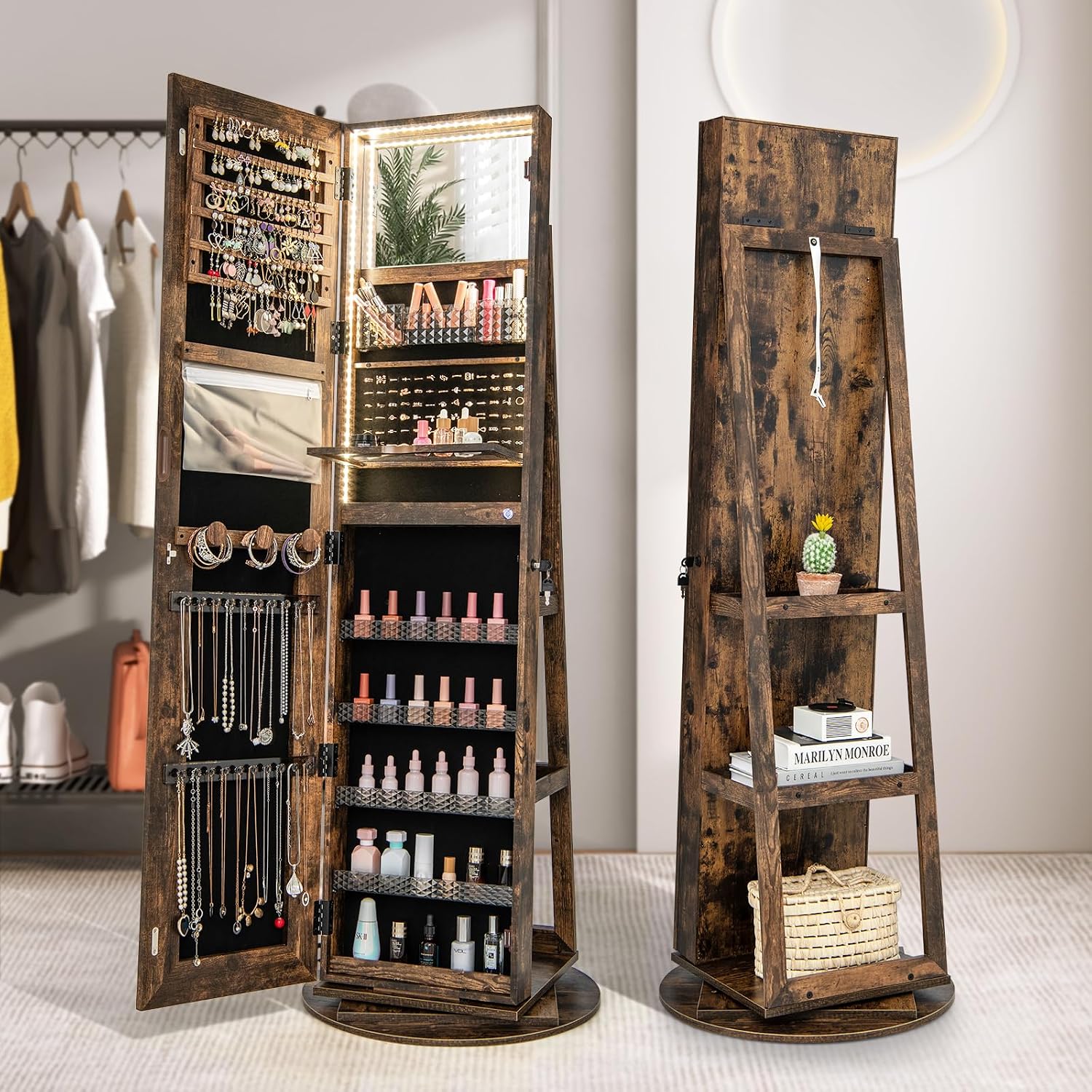 Swivel LED Mirror Jewelry Armo - đánh giá và giá Full Length Mirror Jewelry Armoire