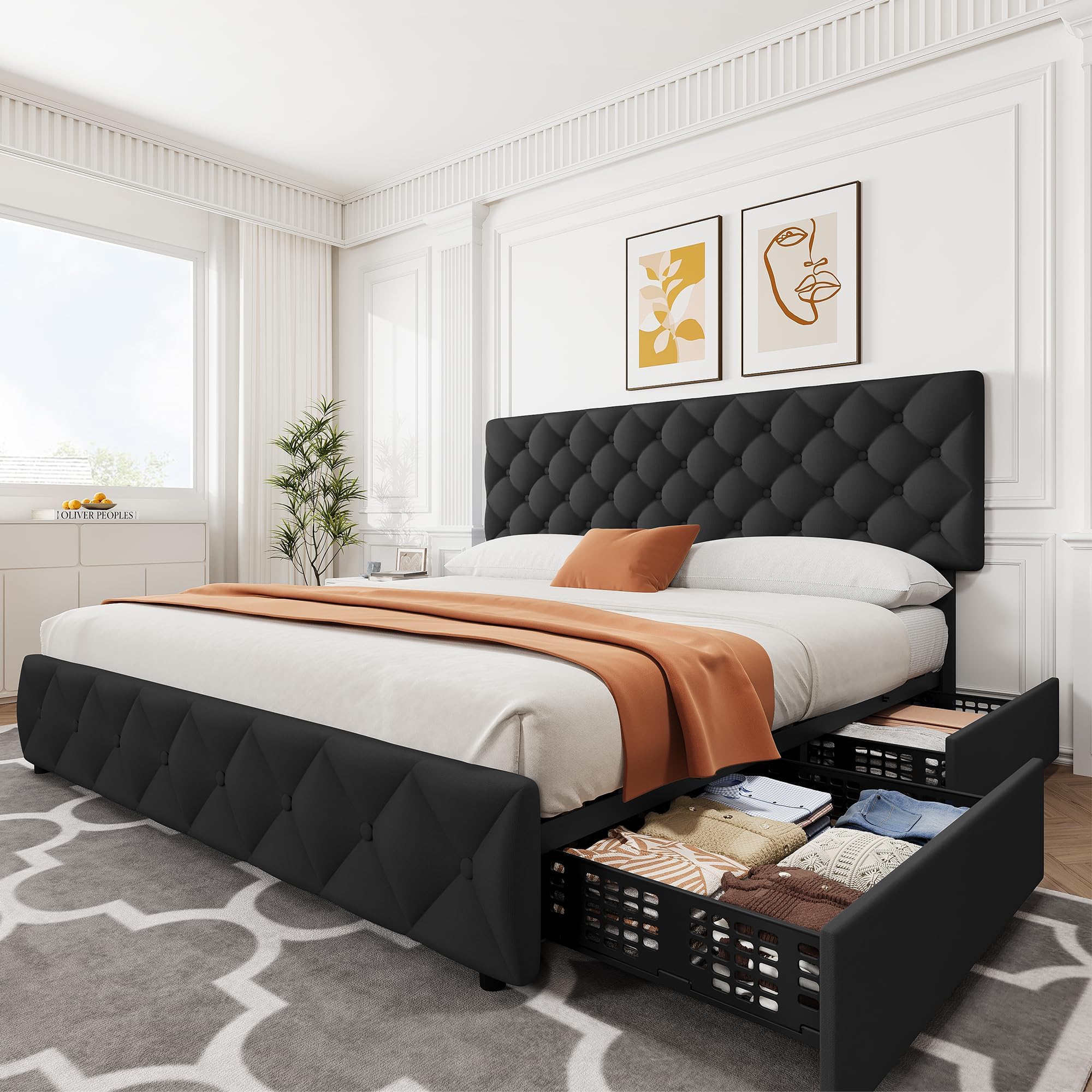 King Size Bed Frame with 4 Sto - đánh giá và giá King Size Bed Frame With Storage Drawers