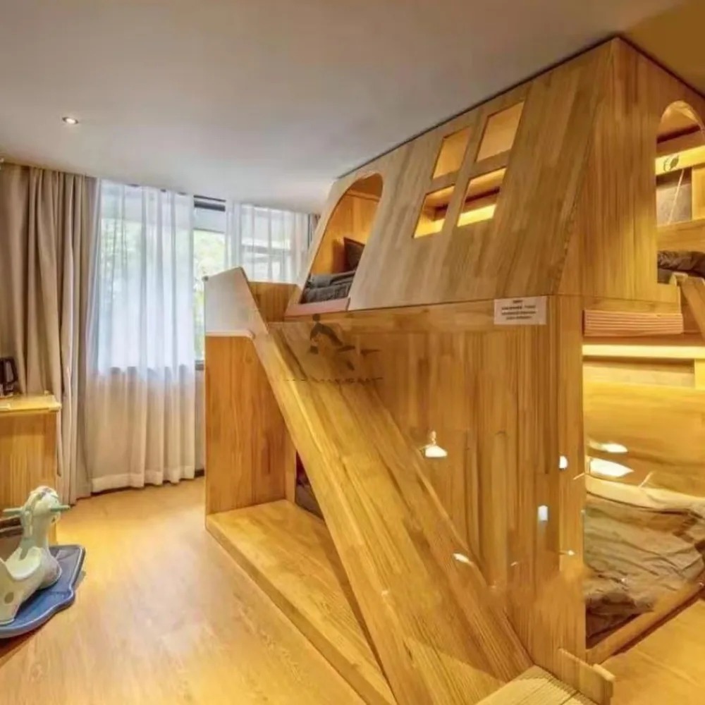 American Solid Wood Kids Tree  - đánh giá và giá Bunk Bed With Stairs And Slide